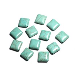 10pz - Perline in pietra turchese sintetica - Diamanti 18x14mm Blu turchese - 4558550087973 