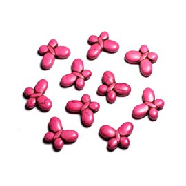 10pc - Perline in pietra turchese sintetica - Farfalle 20x15mm Rosa - 4558550088079 