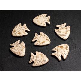 10pc - Perlas de piedra turquesa sintética - Pescado 26mm Crema Blanco - 4558550088130 