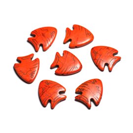 10pc - Synthetic Turquoise Stone Beads - Fish 26mm Orange - 4558550088154 