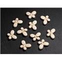 10pc - Perles de Pierre Turquoise synthèse - Papillons 20x15mm Blanc crème -  4558550088031 