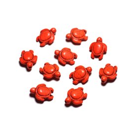 10pc - Synthetic Turquoise Stone Beads - Turtles 19x15mm Orange - 4558550087768 
