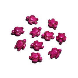 10pc - Synthetic Turquoise Stone Beads - Turtles 19x15mm Pink Violet Fuchsia - 4558550087782 