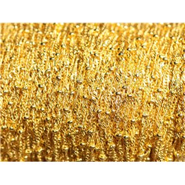 1 Meter - Ohrenkette Ovales Geflecht und Metallperlen Farbe Gold Gold 2mm - 7427039735629
