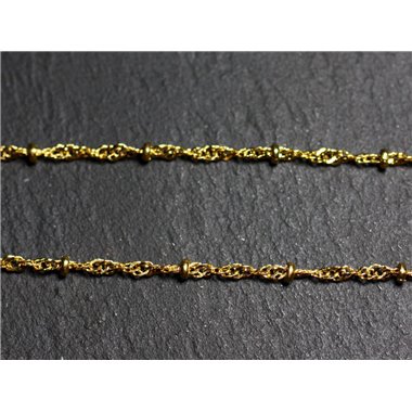 1 mètre - Chaîne Mailles et Perles Métal Doré Qualité 1.8 - 2mm   45585500878121 