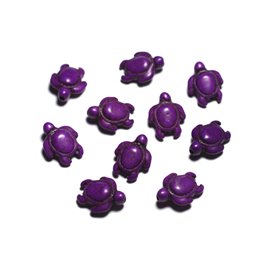 10pc - Perline in pietra turchese sintetica - Tartarughe 19x15mm Viola - 4558550087799 