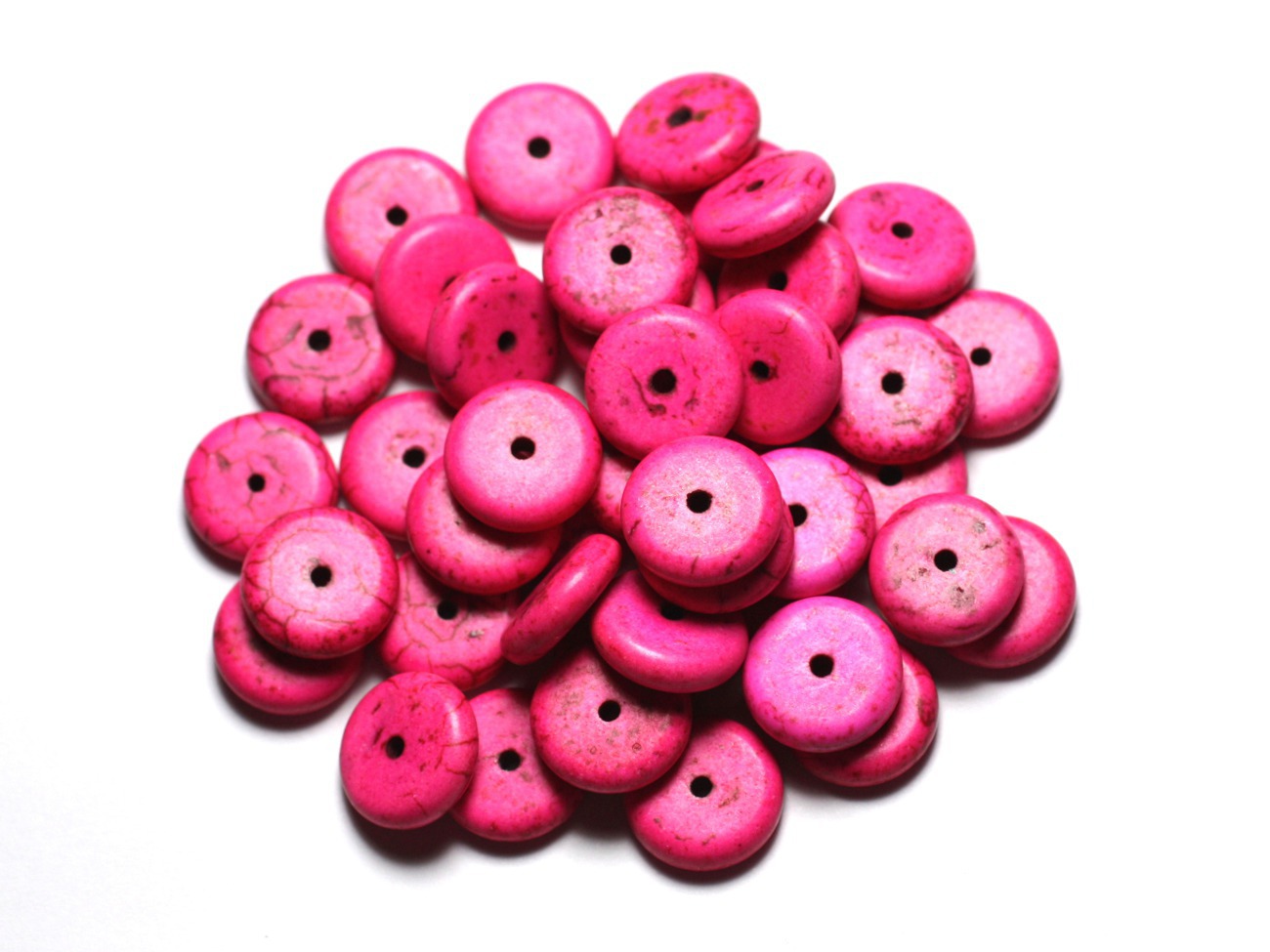 20pc - Perles de Pierre - Turquoise synthèse Rondelles 12mm Rose Fluo - 4558550082497 