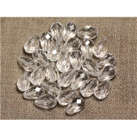 2pc - Perlina di pietra - Gocce sfaccettate al quarzo cristallo di rocca 12x8mm 4558550014764 