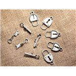 20pc - Fermoirs Toggle T Serrure et Clé Métal Argenté Qualité 21x11mm  - 4558550006547 