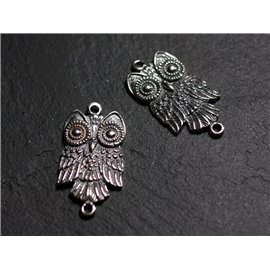 1pc - 925 Sterling Silver Connector Charm Owl Owl 29mm - 4558550086600 