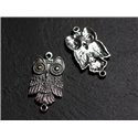 1pc - Breloque Connecteur Pendentif Argent 925 Chouette Hibou 29mm - 4558550086600 