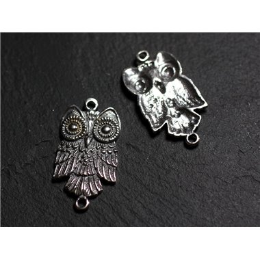 1pc - Breloque Connecteur Pendentif Argent 925 Chouette Hibou 29mm - 4558550086600 