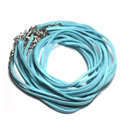5Stk - Halsketten Halsketten 45cm Wildleder Türkis Blau 2x1mm 4558550011275 