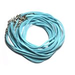 5pc - Colliers Tours de cou 45cm Suédine Bleu Turquoise 2x1mm   4558550011275 