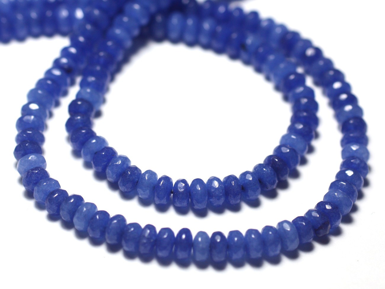 30pc - Perles de Pierre - Jade Rondelles Facettées 4x2mm Bleu roi nuit - 4558550011107 