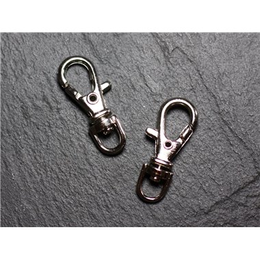 50pc - Mousquetons Porte Clefs Métal Argenté Rhodium 37mm   4558550030306 