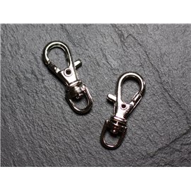 50 stuks - Verzilverd Rhodium Metalen Sleutelhanger Karabijnhaken 37mm 4558550030306 