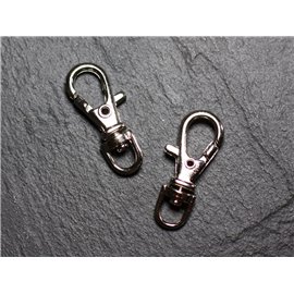 50pc - Keychain Carabiners Silver Plated Rhodium 37mm 4558550030306 