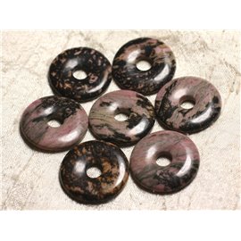 1pc - Semi precious stone pendant - Rhodonite Donut 30mm 4558550010124 