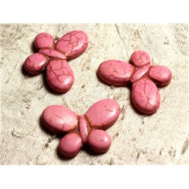 4pc - Perline sintetiche turchese farfalle 35x25mm rosa pastello chiaro - 4558550012043 