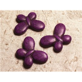 4pc - Síntesis de perlas turquesas Mariposas 35x25mm Púrpura 4558550012036 