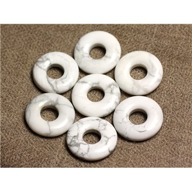 1pc - Pendentif Pierre semi précieuse - Howlite Donut Pi 20mm   4558550012487 