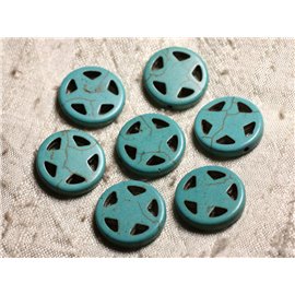 10pc - Perline sintetiche turchese Star Circle 20mm Turquoise Blue 4558550011695 