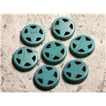 10pc - Perles Turquoise synthèse Cercle Etoile 20mm Bleu Turquoise   4558550011695 