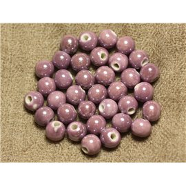 10pc - Perles Porcelaine Céramique Mauve Rose irisé Boules 8mm   4558550010070 