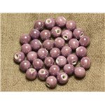 10pc - Perles Porcelaine Céramique Mauve Rose irisé Boules 8mm   4558550010070 