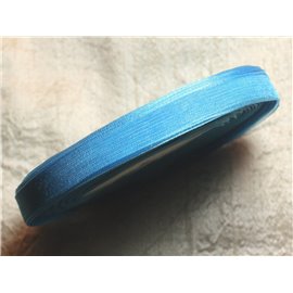 Klos van 45 meter - lint van organza stof 10 mm azuurblauw turkoois blauw - 4558550009852 