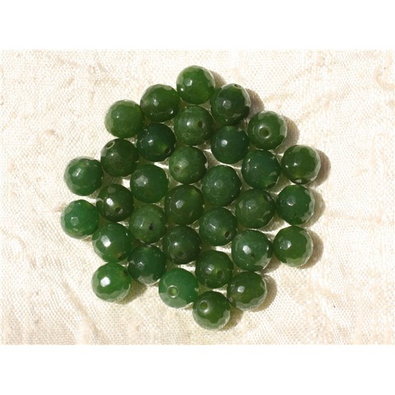10pc - Perles de Pierre - Jade Boules Facettées 8mm Vert Olive  4558550018007 