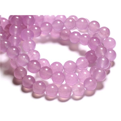 10pc - Perles de Pierre - Jade Boules 10mm Rose Mauve  4558550007575 