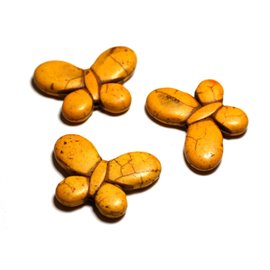 4pc - Perline turchesi sintetiche farfalle 35x25mm giallo senape - 4558550082619 