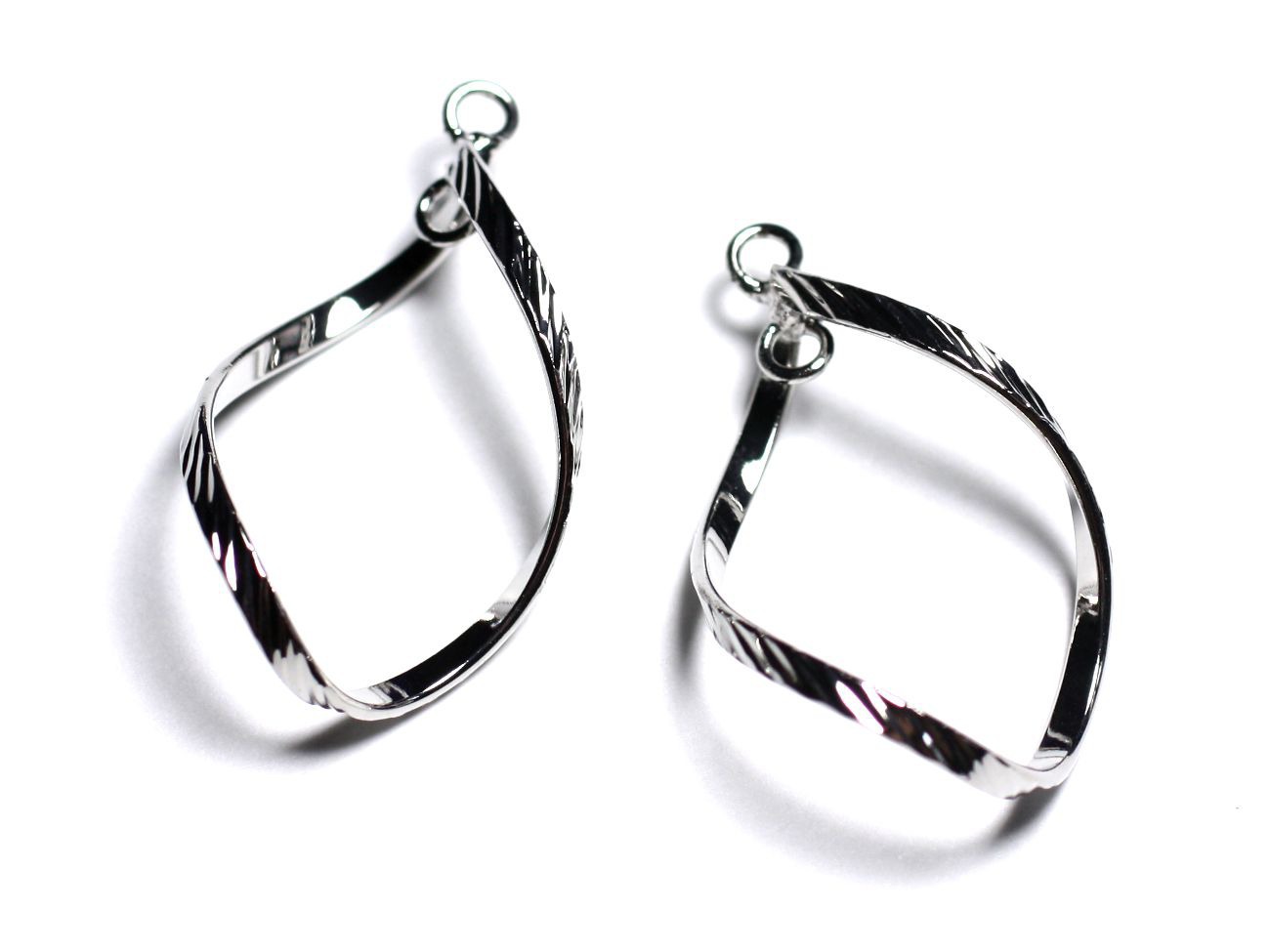 2pc - Pendentifs Composants Connecteurs Torsade Métal Argenté Rhodium 3.3cm -  4558550023353 