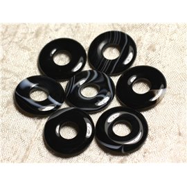 1pc - Colgante Piedra semipreciosa - Donut de ágata negra 20mm 4558550012562 