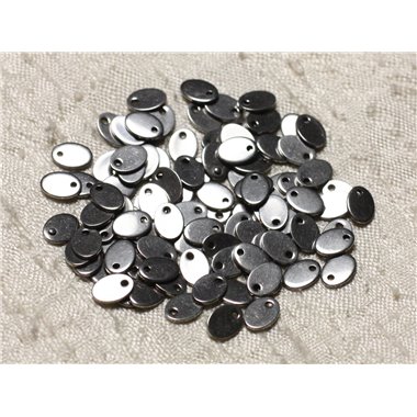 10pc - Breloques Pendentifs Acier Chirurgical 304L - Ovales 7x5mm   4558550004598 