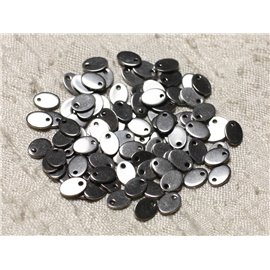 10Stk - Charms Anhänger Chirurgenstahl 304L - Oval 7x5mm 4558550004598 