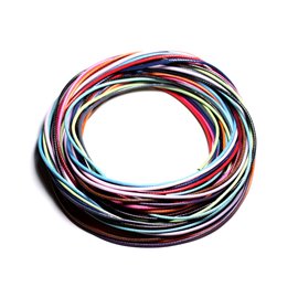 Lot 5 mètres - Fil corde cordon tresse coton ciré 1mm mélange multicolore - 4558550087621