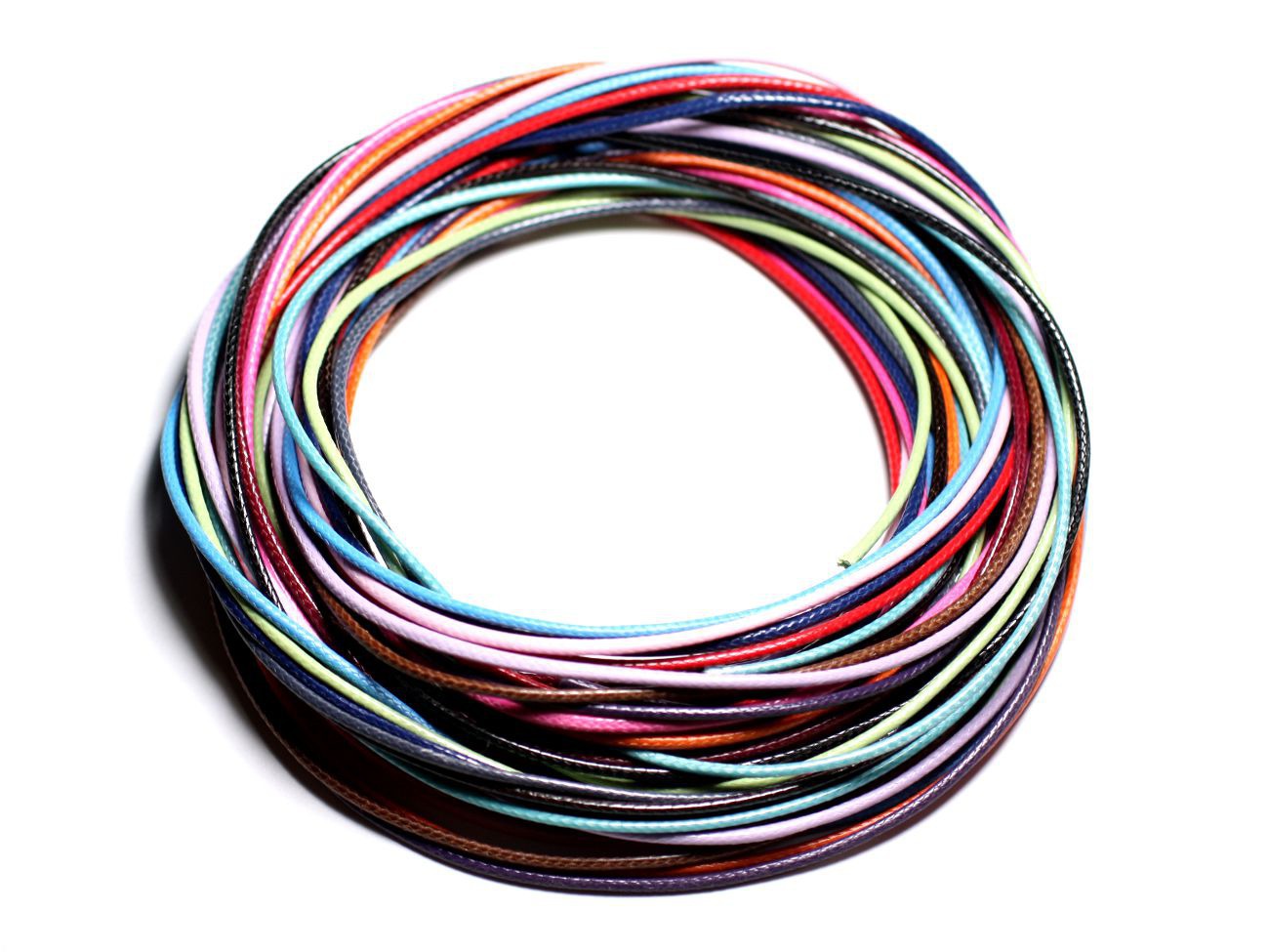 Lot 10 Mètres - Fil Cordon Coton Ciré 1mm Multicolore - 4558550087621 