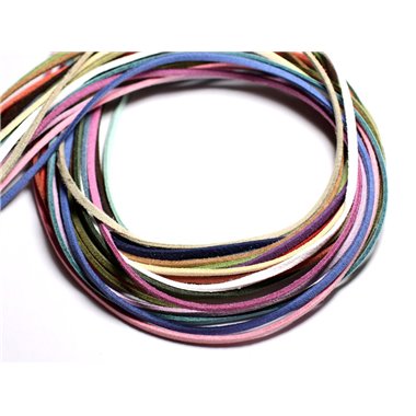 5 metres - Cordon Laniere Suedine Daim 3mm Multicolore - 4558550087652 