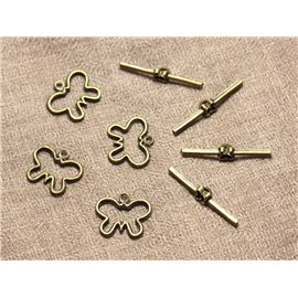 30 juegos - Cierres Toggle T Metal Bronce Mariposas 19mm - 4558550005816 