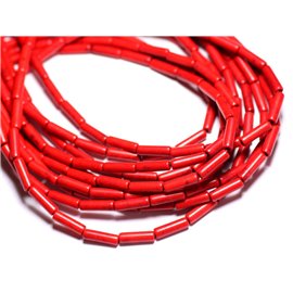 20pz - Tubi di perle sintetiche turchesi 13x4mm Rosso - 4558550082022 