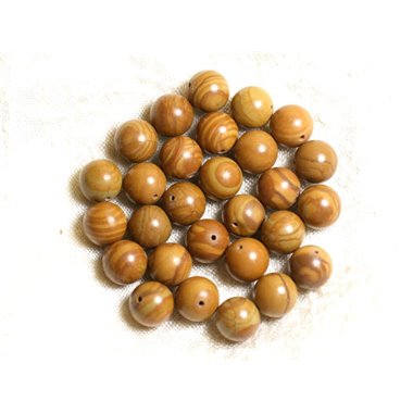10pc - Perles de Pierre - Jaspe Bois Boules 10mm - 4558550031181 