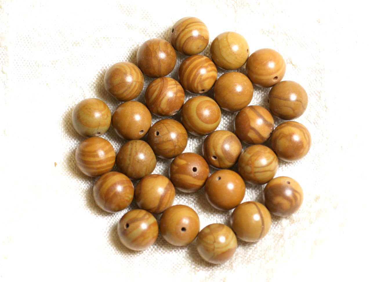 10pc - Perles de Pierre - Jaspe Bois Boules 10mm - 4558550031181 