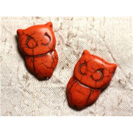 4pc - Synthetic Turquoise Owl Owl Beads 30x20mm Orange 4558550010025 