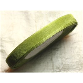 1Stk - Rolle 45 Meter - Organza Stoffband Grün Khaki Oliv 10mm 4558550004482 