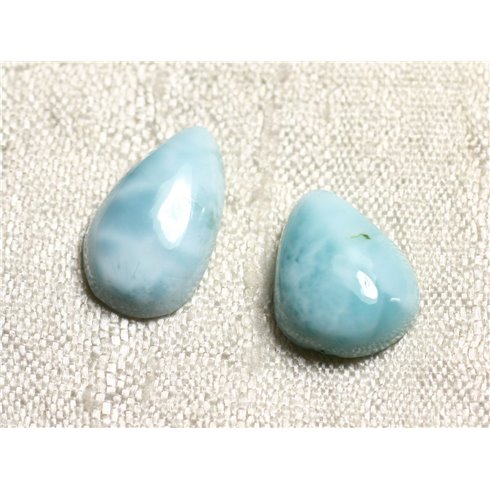 Lot 2 Cabochons Pierre semi précieuse - Larimar Gouttes 11-13mm N1 -  4558550087294 