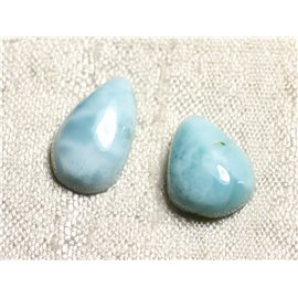 Los 2 Cabochons Halbedelstein - Larimar Tropfen 11-13mm N1 - 4558550087294 