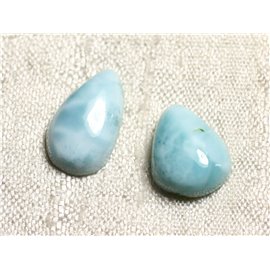 Lot 2 Cabochons semi precious stone - Larimar Drops 11-13mm N1 - 4558550087294 